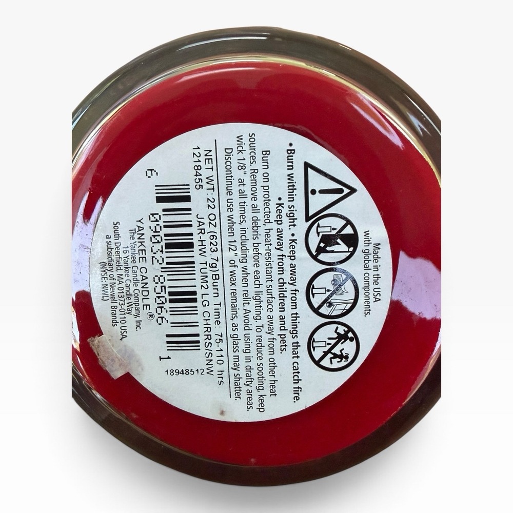 Yankee Candle "CHERRIES ON SNOW" Large Jar 22 Oz Candle - Picture 6 of 6